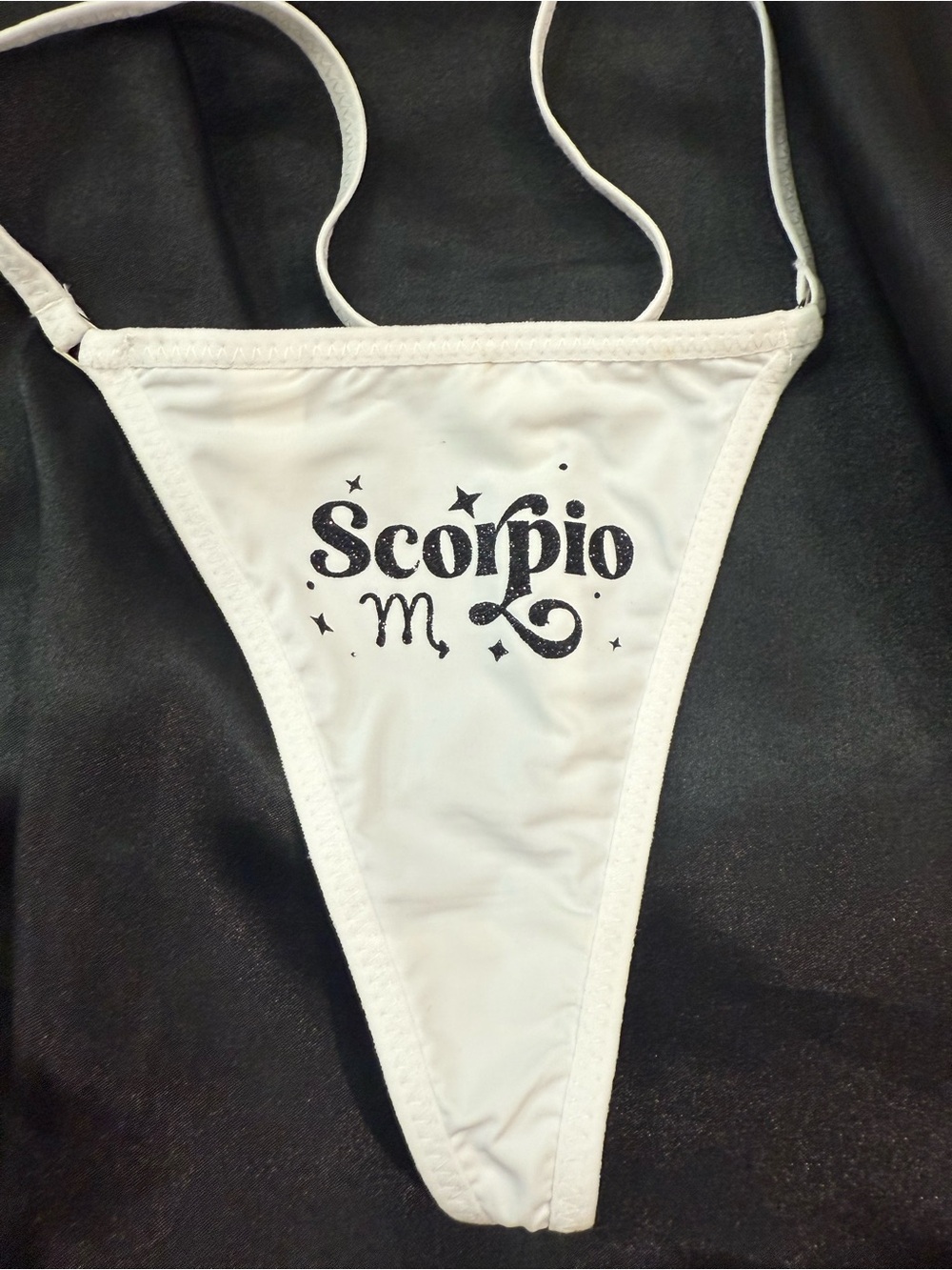 White 'Scorpio' Zodiac Graphic Thong